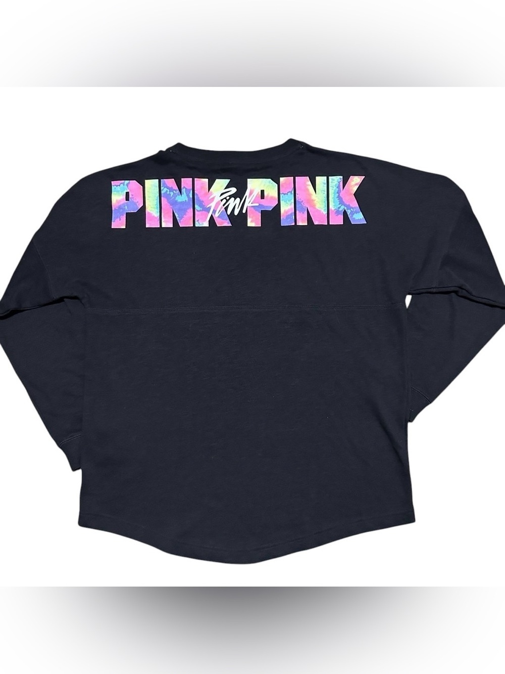 VICTORIA'S SECRET PINK VARSITY CREW LONG SLEEVE 2016  BLACK/MULTI  M - Picture 2 of 9